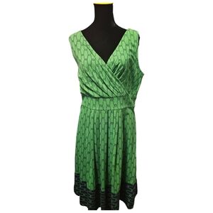 Land's End Green & Blue Nautical Print Knit Dress Med Petite